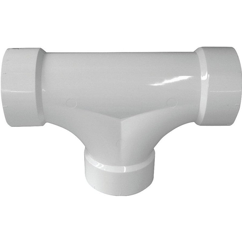 Canplas 193723 2-Way Cleanout Pipe Tee, 3 in, Hub, PVC, White