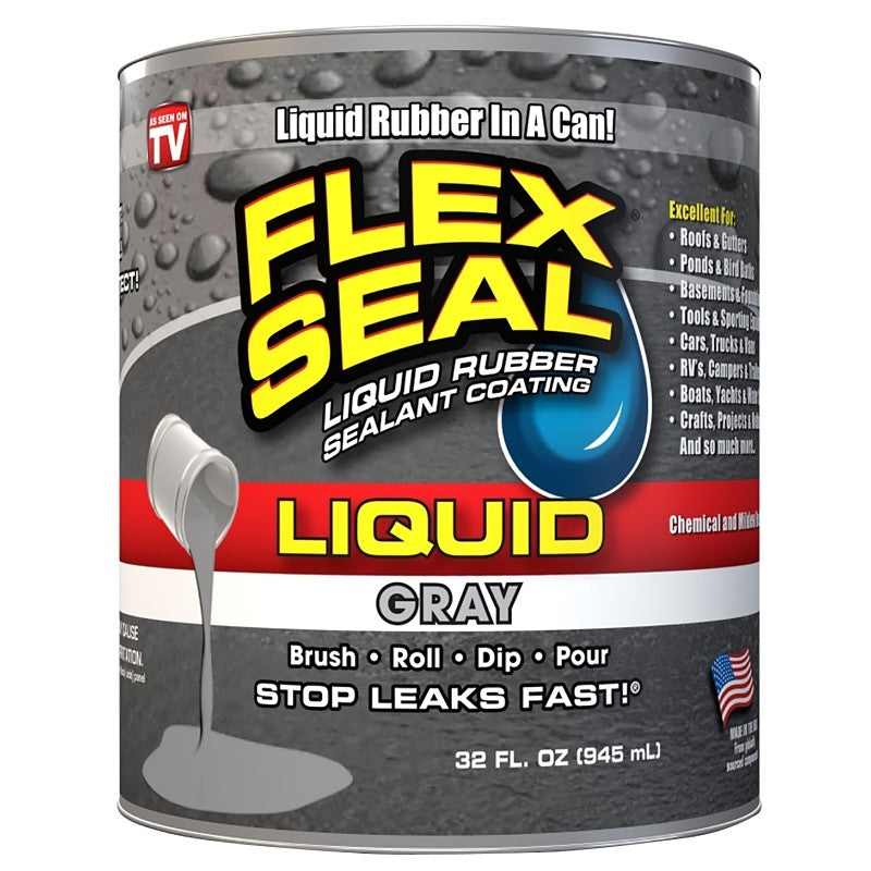 Flex Seal LFSGRYR32 Rubberized Coating, Gray, 32 oz, Can