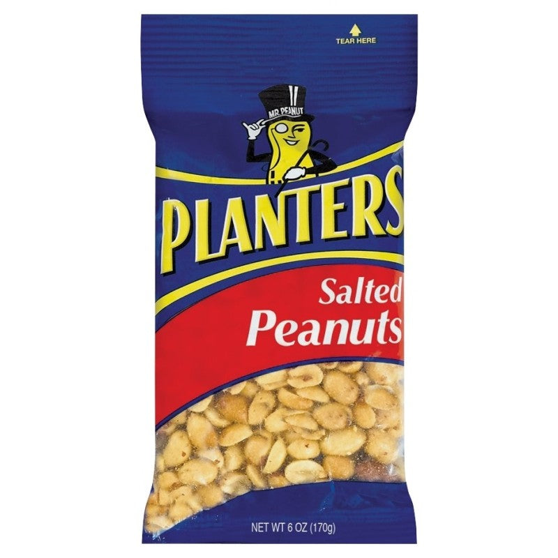 Planters 483277 Peanut, 6 oz Bag, Peanut and/or Cottonseed Oil and Sea Salt, Peanuts (Pack of 12)