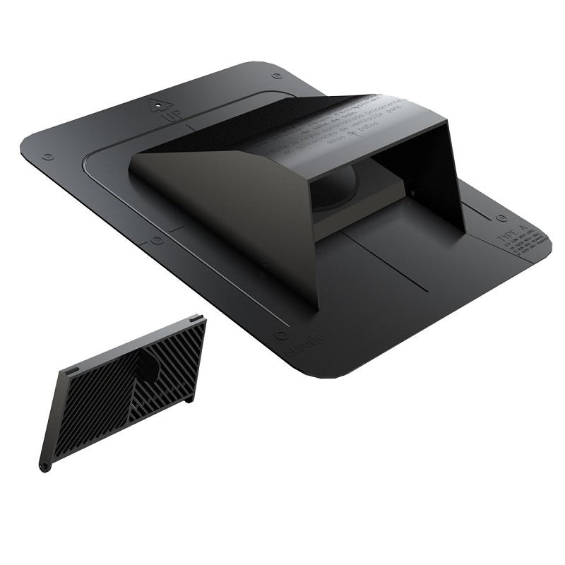 Canplas 6015BL Roof Dryer and Bathroom Exhaust Vent, 6-1/8 in W Hood, 3-1/4 in H Hood, 4 in Duct, Black Hood