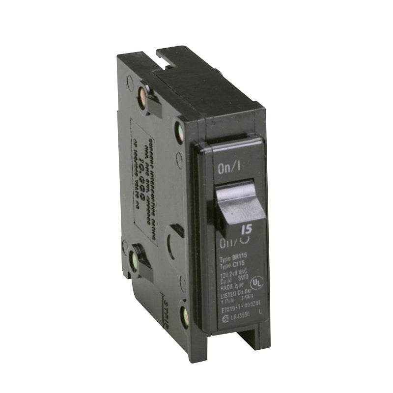 Cutler-Hammer BR115 Circuit Breaker, Mini, Type BR, 15 A, 1 -Pole, 120/240 V, Plug Mounting