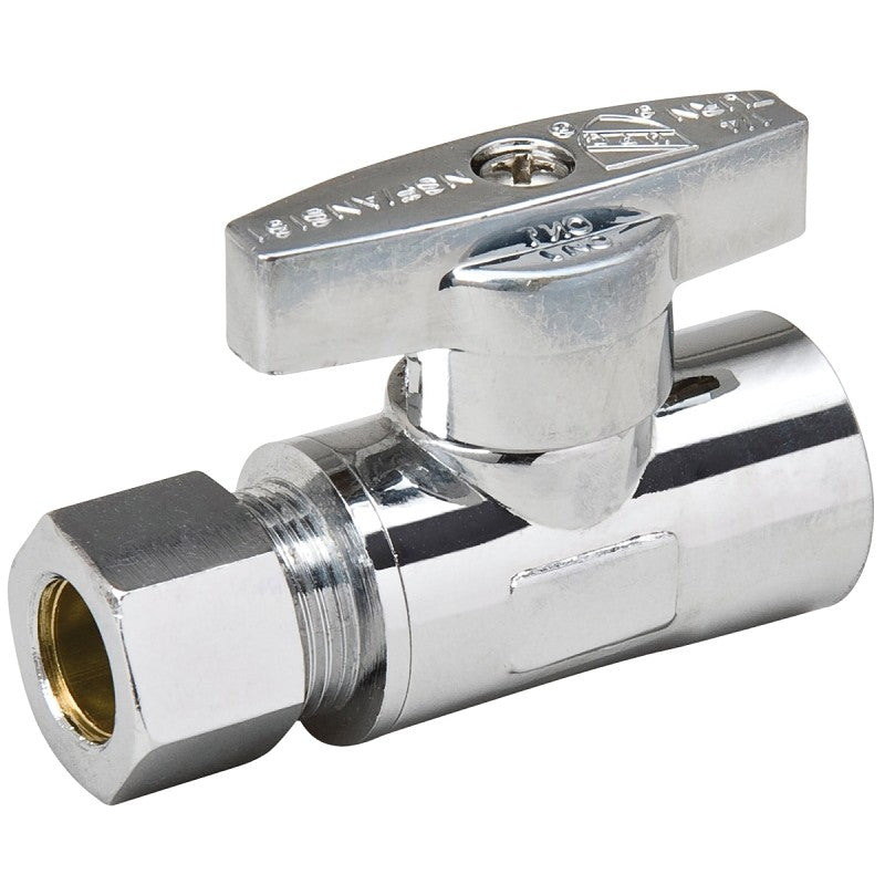 Southland 191-432HC Supply Line Stop Valve, 1/2 x 3/8 in Connection, Sweat x Compression, 125 psi Pressure, Brass Body