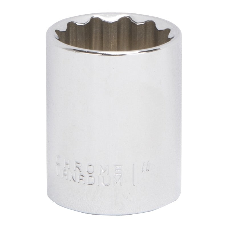 Vulcan MT6518369 Drive Socket, 1 in Socket, 1/2 in Drive, 12-Point, Chrome Vanadium Steel, Chrome (POS)