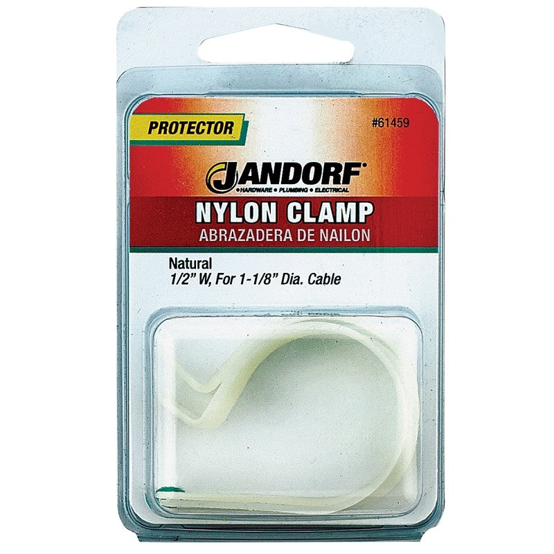 Jandorf 61459 Cable Clamp, 1-1/8 in Max Bundle Dia, 1/2 in W, Nylon, Natural