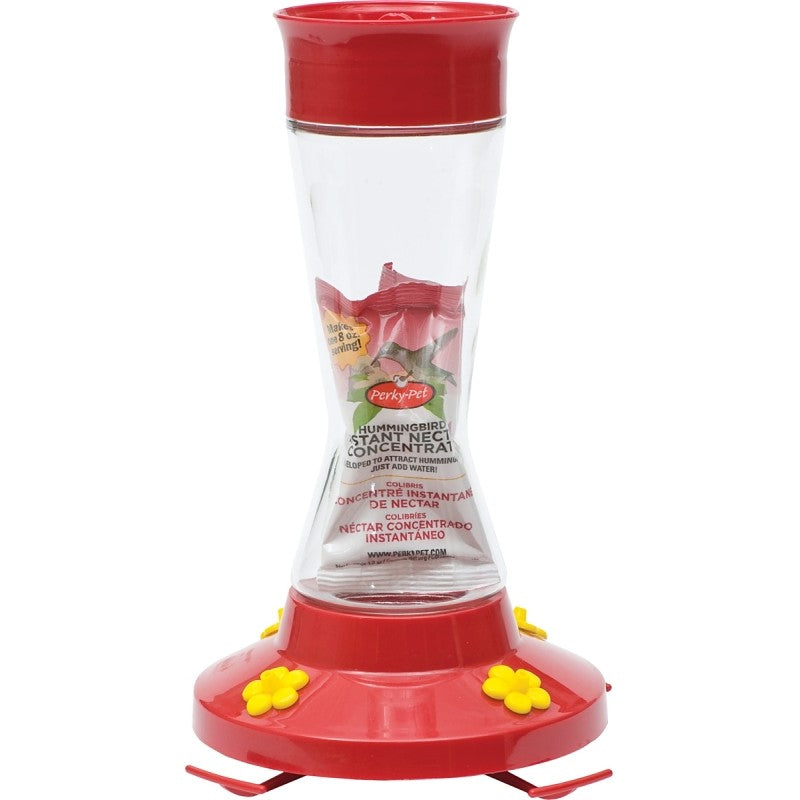 Perky-Pet 210PB Bird Feeder, Pinch Waist, 16 oz, 4-Port/Perch, Hardened Glass/Plastic, Red, 7.1 in H