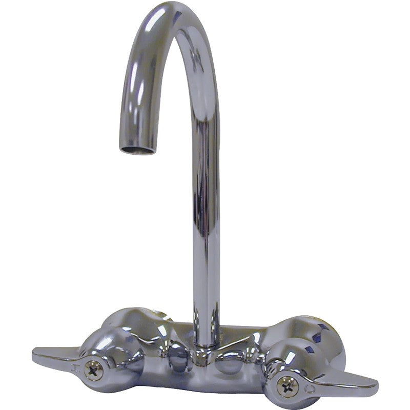 B & K 123-005 Bathroom Faucet, Chrome Plated, High Arc Spout