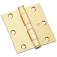 Commercial Door Hinge 3-1/2 Inch Square Corner Satin Brass 1 Pack