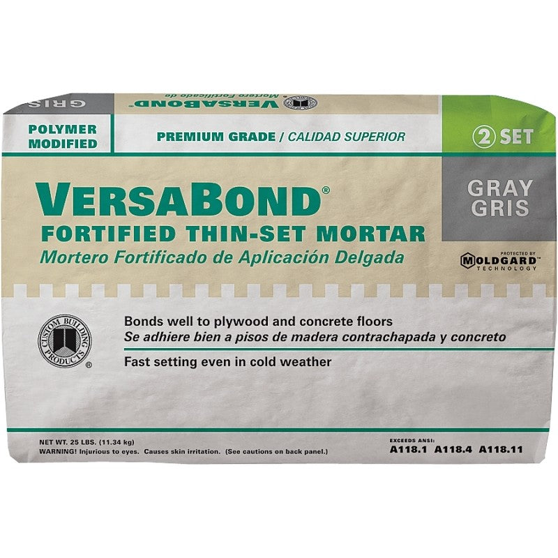 Custom VersaBond Flex Series MTSG25 Thin-Set Mortar, Gray, Powder, 25 lb, Bag
