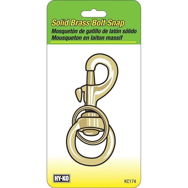 Hy-Ko KC174 Bolt Snap, 1-1/4 in L x 4-3/4 in W x 5-1/2 in H Dimensions, Brass