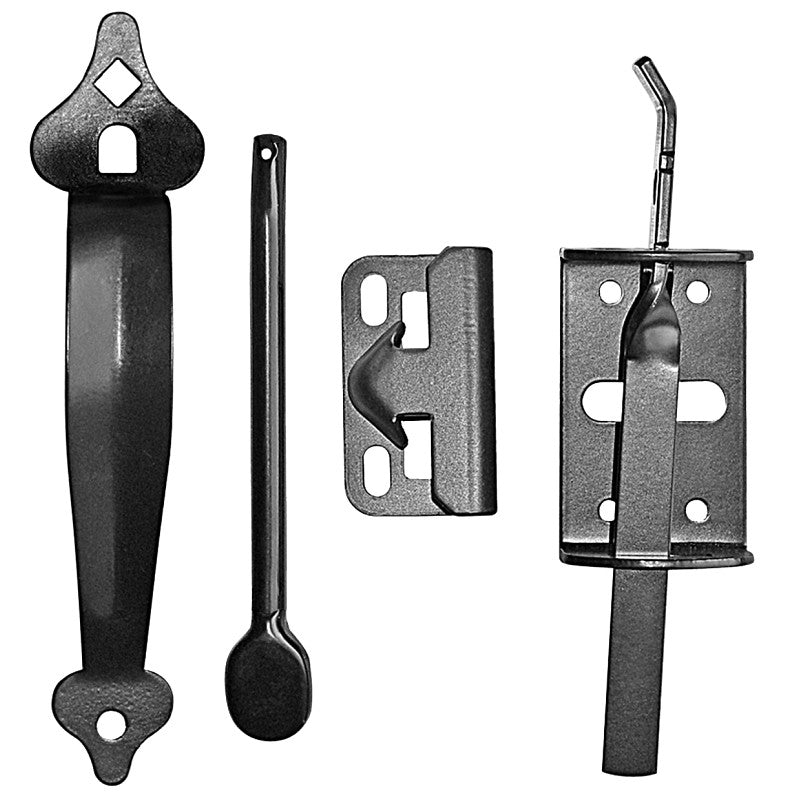 Nuvo Iron TL6BLK/B Thumb Latch, 14-1/2 in L, 10.6 in W, Galvanized Steel, Black, Powder-Coated Satin