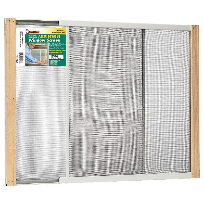 Frost King W.B. Marvin AWS1833 Window Screen, 18 in L, 19 to 33 in W, Aluminum