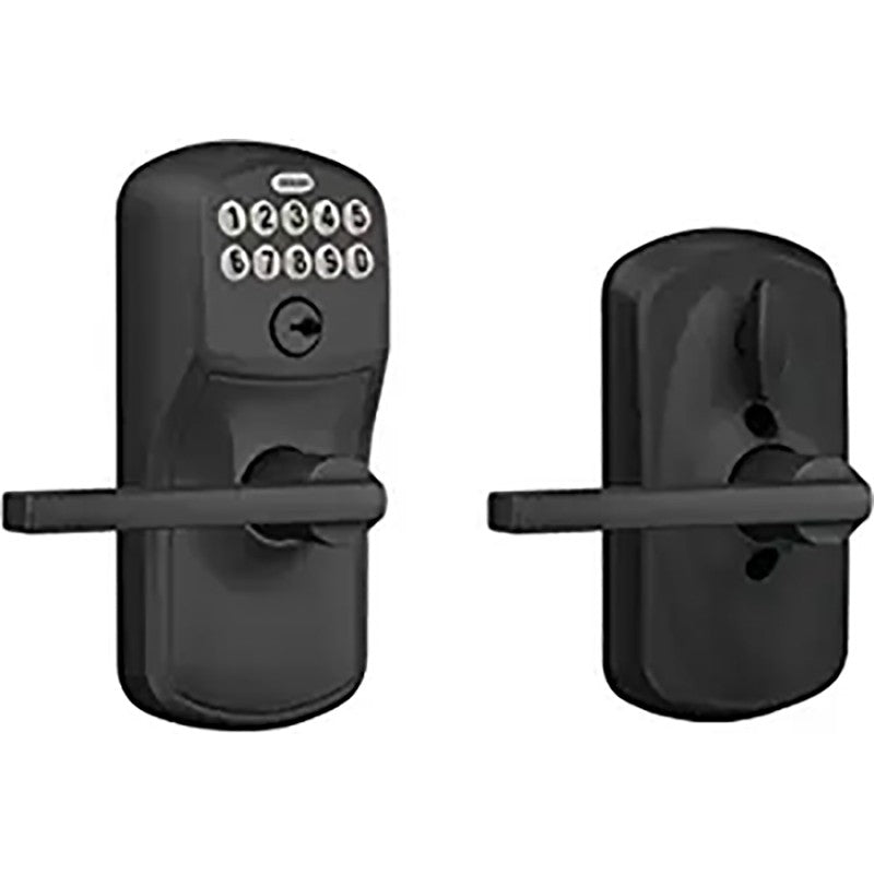 Schlage FE595 V PLY 622 LAT Electronic Entry Lock, Straight Design, Matte Black, Residential, 2 Grade, Metal