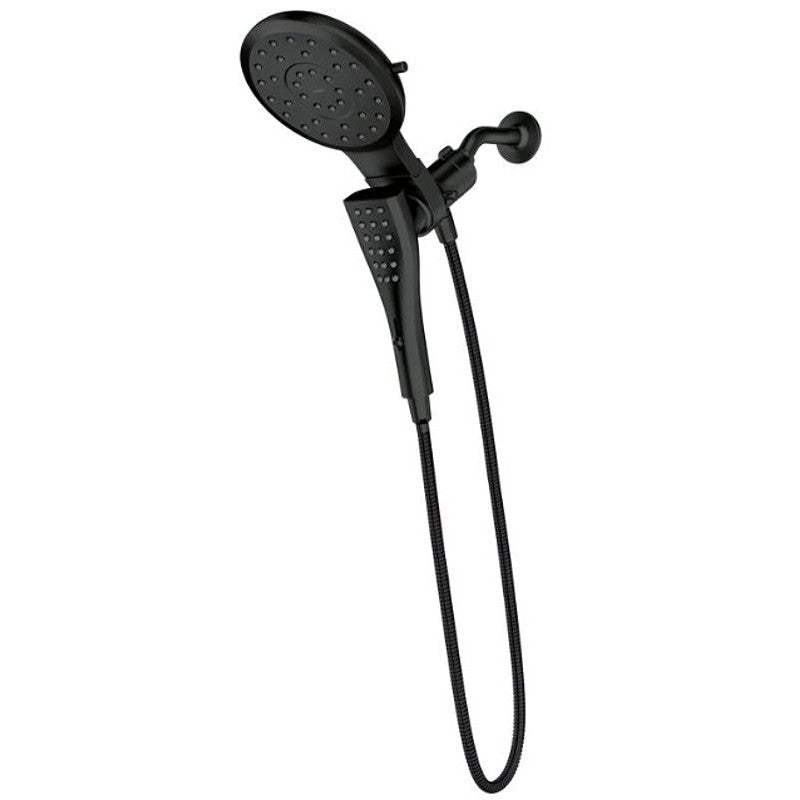 Moen Verso Series 220C2EPBL Combination Shower, Round, 1/2 in Connection, IPS, 1.75 gpm, 8-Spray Function, Matte Black