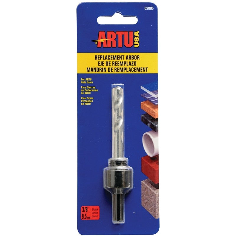 ARTU 02885 Replacement Arbor and Pilot Bit, 5/8-18 Thread, 3/8 in Shank, Hex Shank