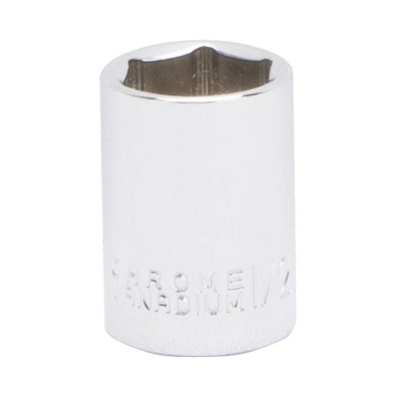Vulcan MT6485775 Drive Socket, 1/2 in Socket, 1/4 in Drive, 6-Point, Chrome Vanadium Steel, Chrome