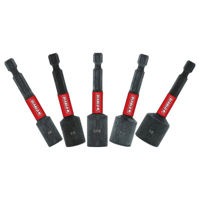 Diablo DNTSL-S5 Series Nutsetter Set, 2-9/16 in Dimensions, 5-Piece, Assorted, Magnetic