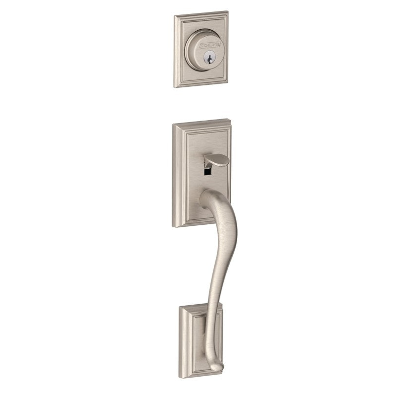 Schlage Addison Series F58ADD619 Combination Lockset, Mechanical Lock, Grip Only Handle, Satin Nickel, 1 Grade, Metal