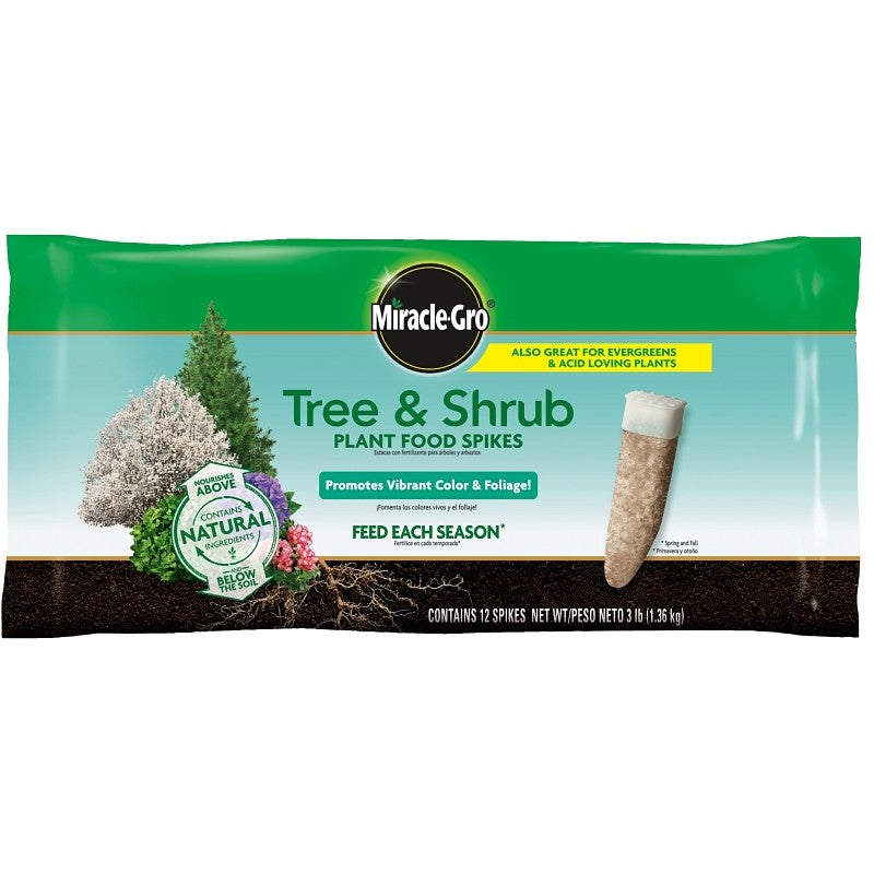 Miracle-Gro 4851012 Tree and Shrub Plant Food, Spike, 15-5-10 N-P-K Ratio