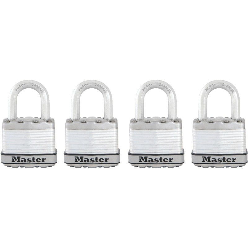 Master Lock Magnum Series M1XQ Padlock, Keyed Alike Key, 5/16 in Dia Shackle, 1 in H Shackle, Stainless Steel Body, Zinc