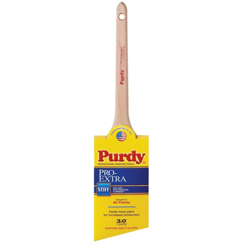 Purdy 144080730 Trim Brush, Natural Hardwood Handle, 3 in W, Nylon/Polyester Bristle, Rat Tail Handle