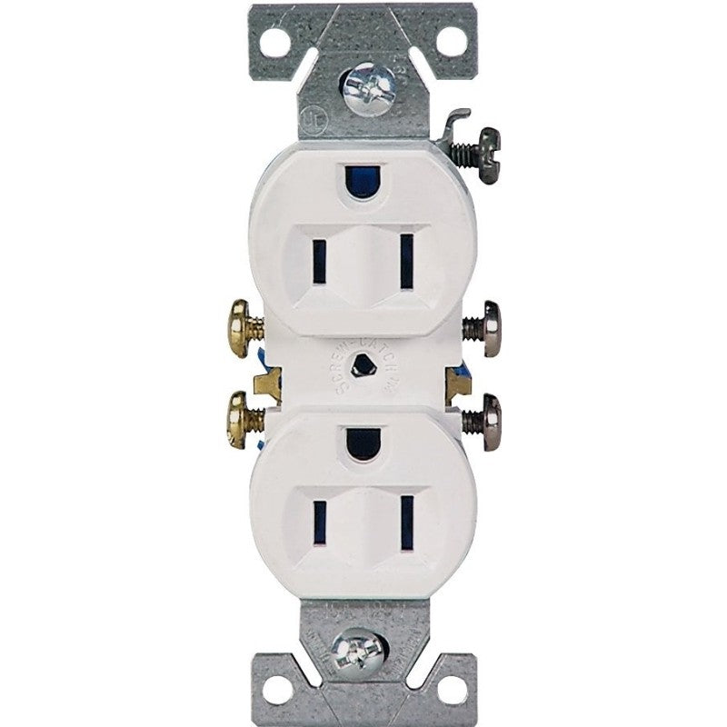 Eaton Wiring Devices 270W/10 Duplex Receptacle, PVC, White, 2-Pole, 15 A, 125 V, 3-Wire, NEMA: 5-15R