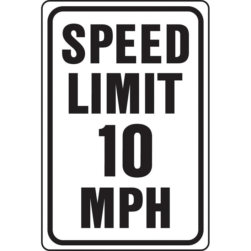 Hy-Ko HW-10 Traffic Sign, Rectangular, SPEED LIMIT 10, Black Legend, White Background, Aluminum