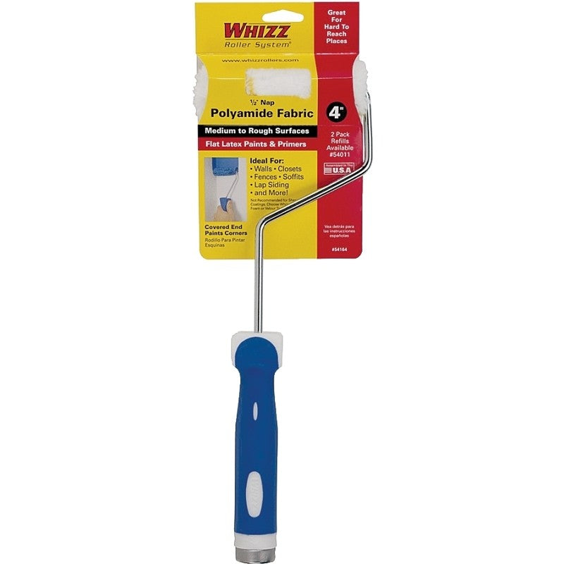 Whizz 54164 Mini Roller, 1/2 in Nap, Polyamide Cover, Soft Touch Handle, 4 in L Roller