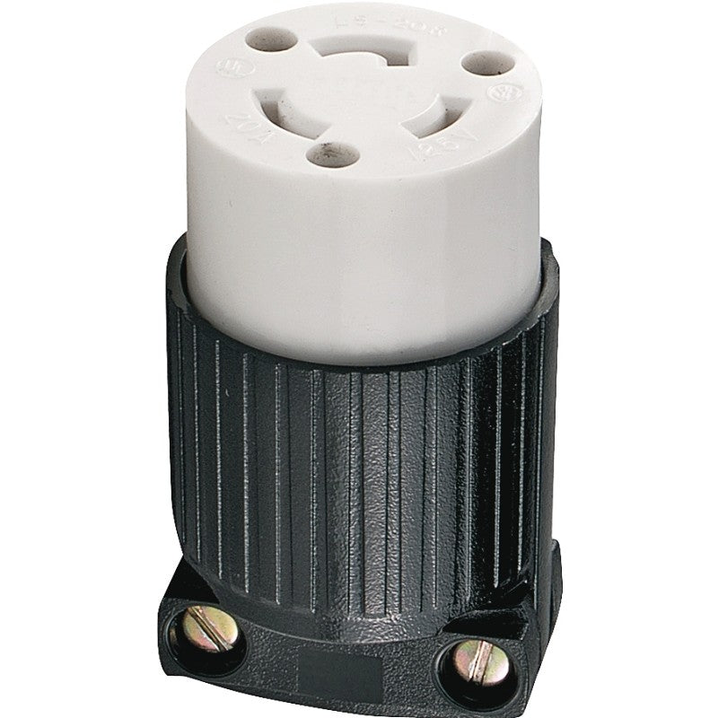 Eaton Wiring Devices L520C Electrical Connector, 2 -Pole, 20 A, 125 V, NEMA: NEMA L5-20, Black/White