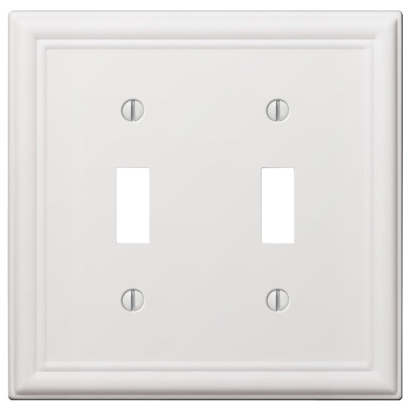 Amerelle 149TTW Wallplate, 4-7/8 in L, 4-15/16 in W, 2 -Gang, Steel, White (Pack of 3)