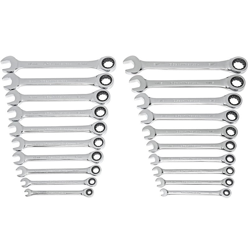 GearWrench 35720-06 Ratcheting Combination Wrench Set, 20-Pieces, Alloy Steel, Polished Chrome