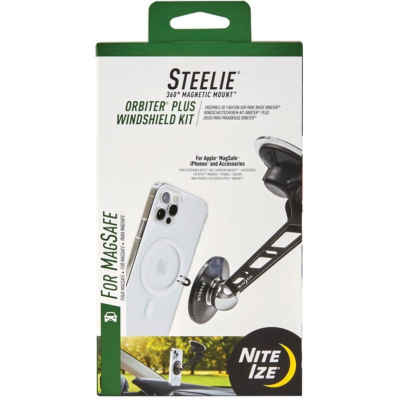 Nite Ize Orbiter Plus, Steelie Series STOMSWK-01-R8 Windshield Kit, Aluminum, Black