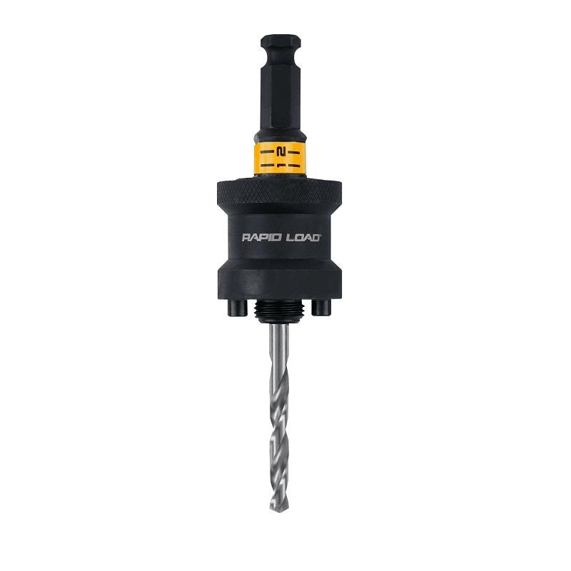 DEWALT Rapid-Load DAH9912PBM Hole Saw Arbor, 1/2 in Shank, 1-1/4 to 6 in Dia Bit, Hex Shank