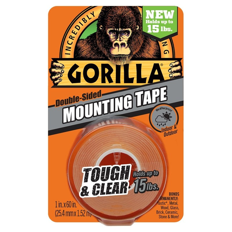 Gorilla 6065003 Mounting Tape, Double Sided, 60 in L, 1 in W