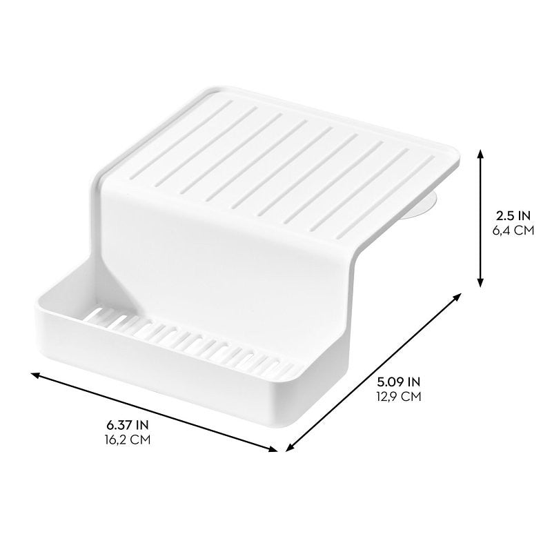 iDESIGN 23041 Double Suction Sink Caddy, 16.5 cm L, 13 cm W, 6.4 cm H, Polypropylene, White, Suction Cup (Pack of 4)