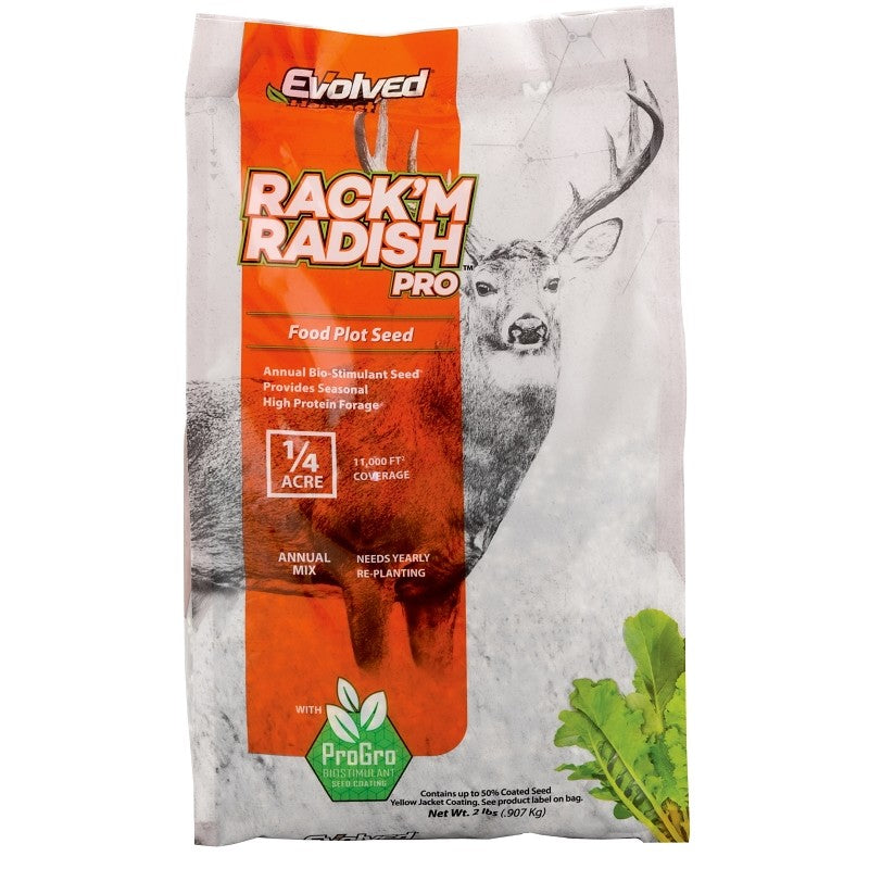 Evolved Rack'M Radish Pro Series EVO81003 Food Plot Seed, Sweet Flavor, 2 lb