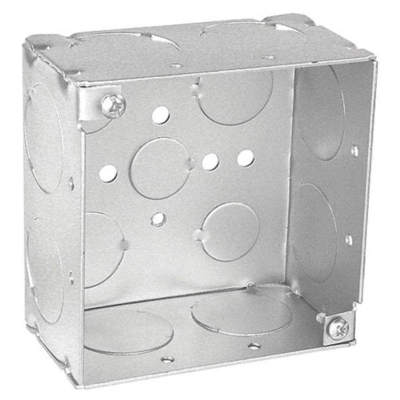 Southwire 52171-1-UPC Deep-Welded Junction Box, 12-Knockout, 1/2, 3/4, 1 in Knockout, Steel, Silver, Galvanized