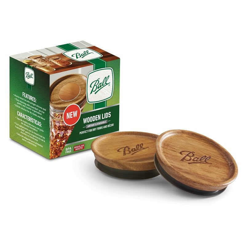 Ball 2141327 Lid, Regular Mouth, Acacia Wood, 3/PK