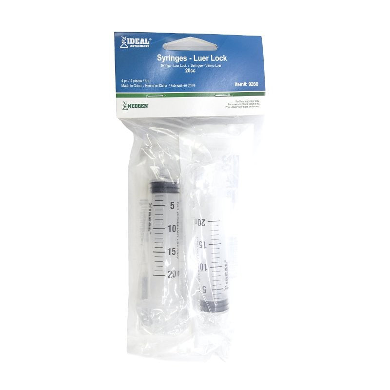 Ideal 9266 Luer Lock Syringe, 20 cc Capacity