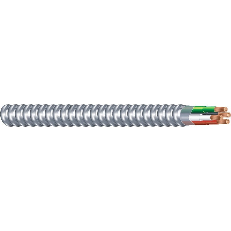 Southwire Armorlite 68583423 Armored Cable, 12 AWG Cable, 3-Conductor, 100 ft L, Copper Conductor, PVC Insulation