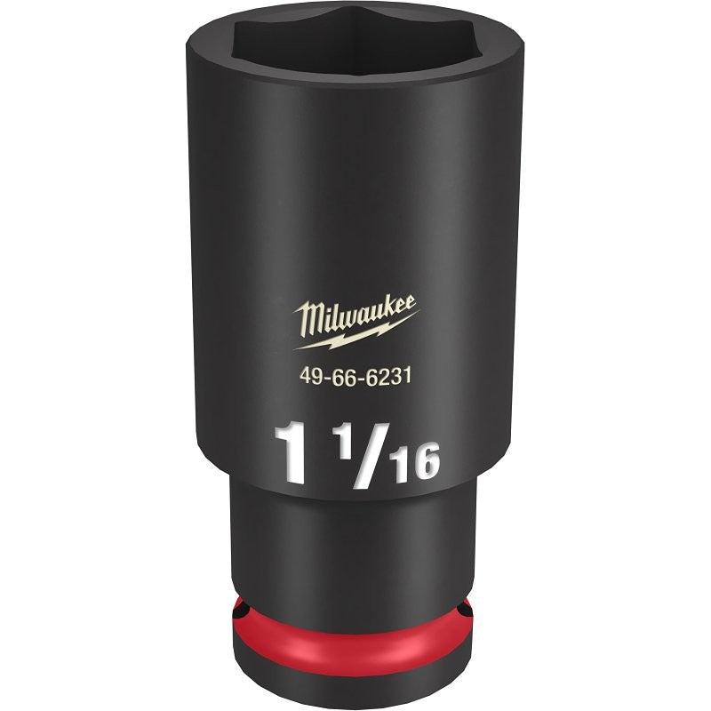 Milwaukee SHOCKWAVE Impact Duty Series 49-66-6231 Deep Impact Socket, 1-1/16 in Socket, 1/2 in Drive, Square Drive