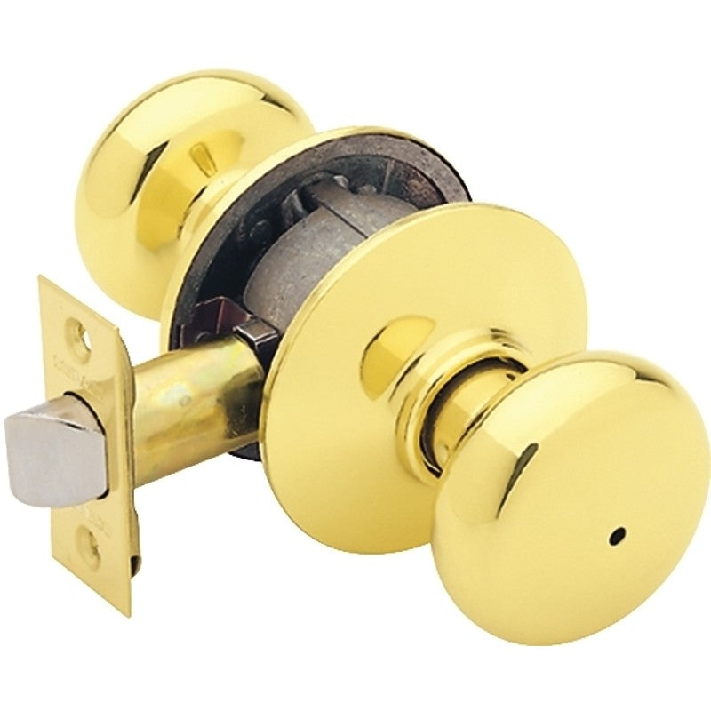Schlage Plymouth Series F40VPLY605 Privacy Lockset, 2.31 in L x 2.75 in W x 2.75 in H Dimensions, Bright Brass