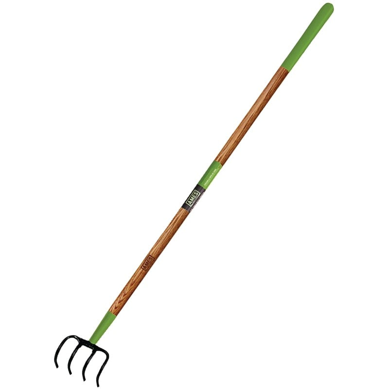 Ames 2853600 Forged Cultivator, 5 in W, 57-1/2 in L, 3-3/4 in L Tine, 4-Tine, Hardwood Handle