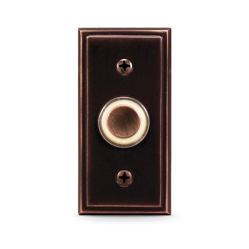Heath Zenith SL-716 Doorbell Pushbutton, Wired, Metal, Oil-Rubbed Bronze