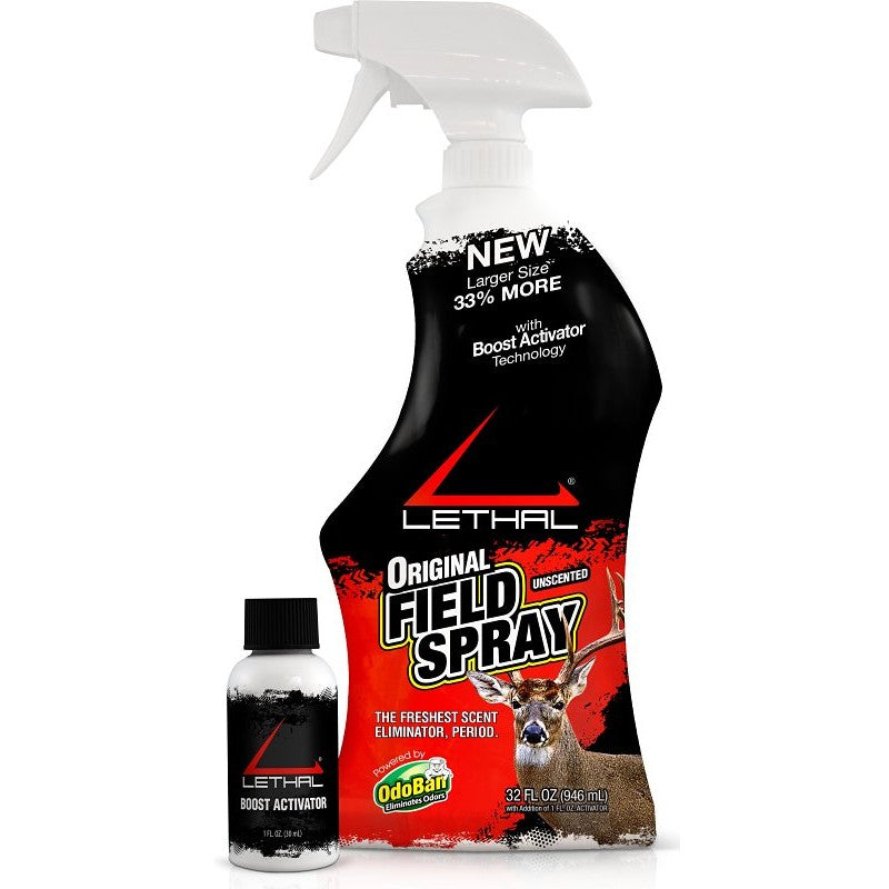 Lethal Original Field 971767-31ZC6 Scent Eliminator, Unscented, Liquid, 31 fl-oz Base, 1 fl-oz Activator Spray Bottle (Pack of 6)