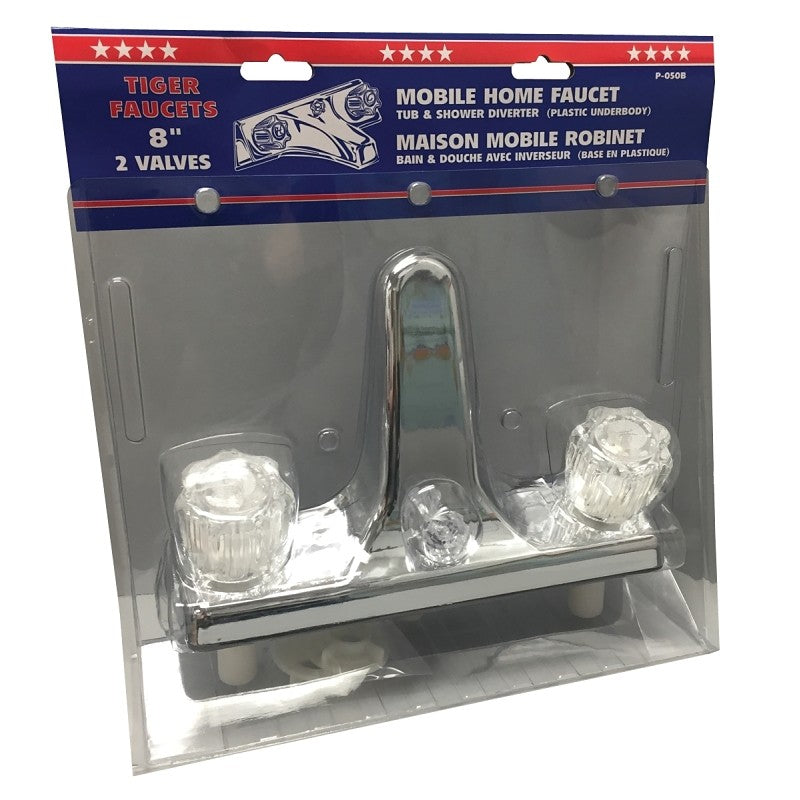 US Hardware P-050B Tub and Shower Diverter, Chrome, 2-Faucet Handle, Plastic