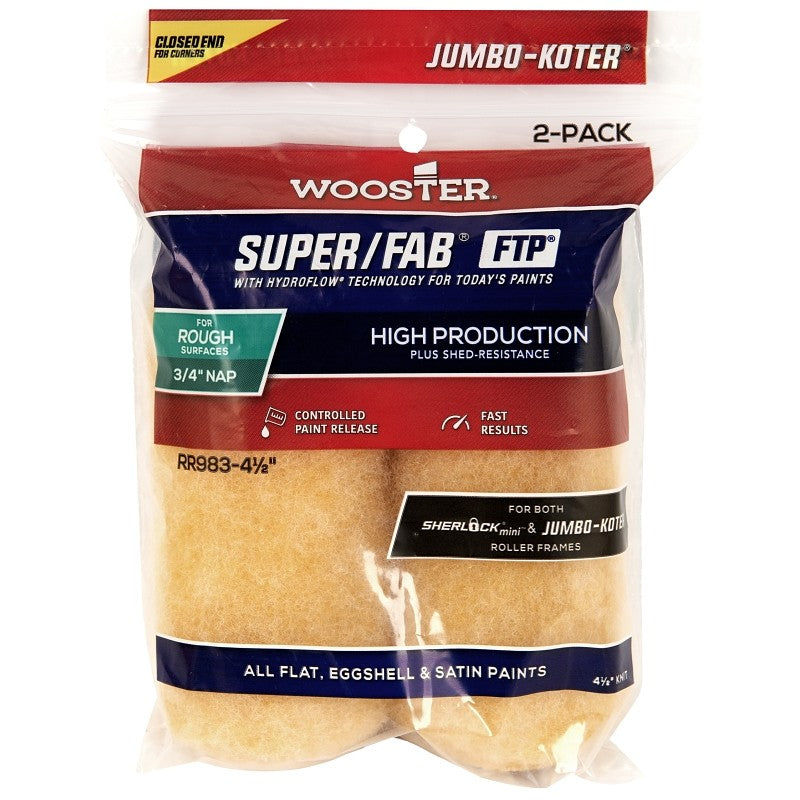 Wooster RR983-4 1/2 Roller Cover, 3/4 in Thick Nap, 4-1/2 in L, Fabric Cover, Gold
