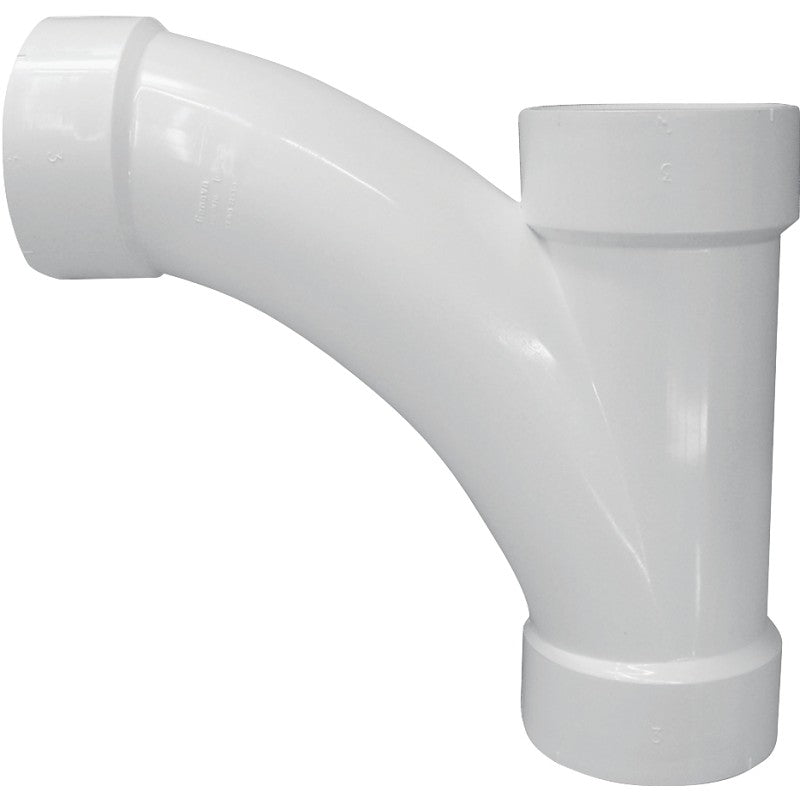 Canplas 194304 Combination Tee Pipe Wye, 4 in, Hub, PVC, White, SCH 40 Schedule
