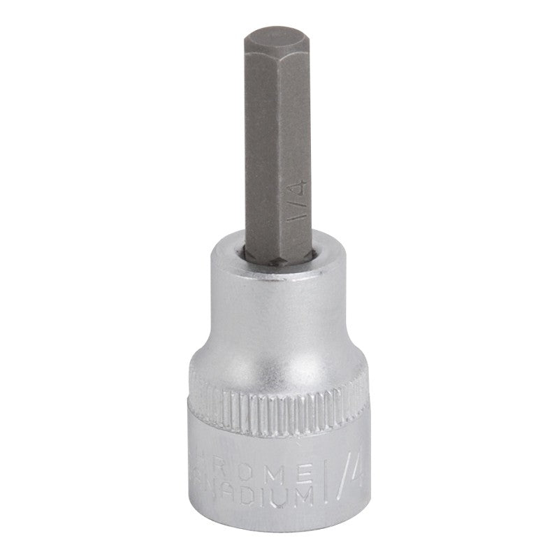 Vulcan 3506005820 Fractional Hex Bit Socket, 1/4 in Tip, 3/8 in Drive, Chrome, 1-7/8 in OAL