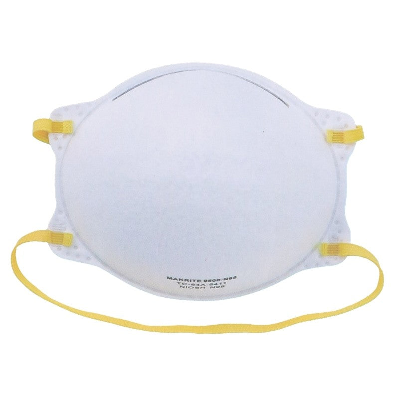 Makrite N95 Series 9500-N95 Disposable Particulate Respirator, N95 Filter Class, Polyester/Polypropylene Facepiece