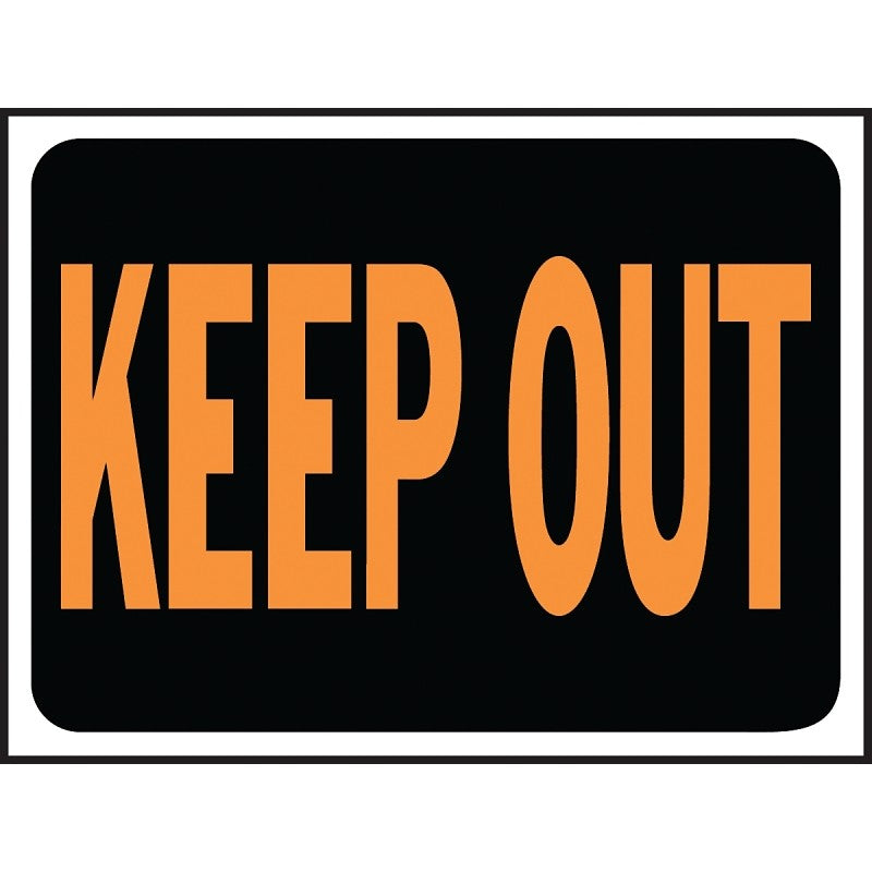 Hy-Ko Hy-Glo Series 3010 Identification Sign, 8-1/2 x 12 in Dimensions, Rectangular, KEEP OUT, Fluorescent Orange Legend (Pack of 10)